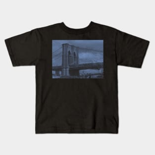 Blue Line Image of Brooklyn Bridge Kids T-Shirt